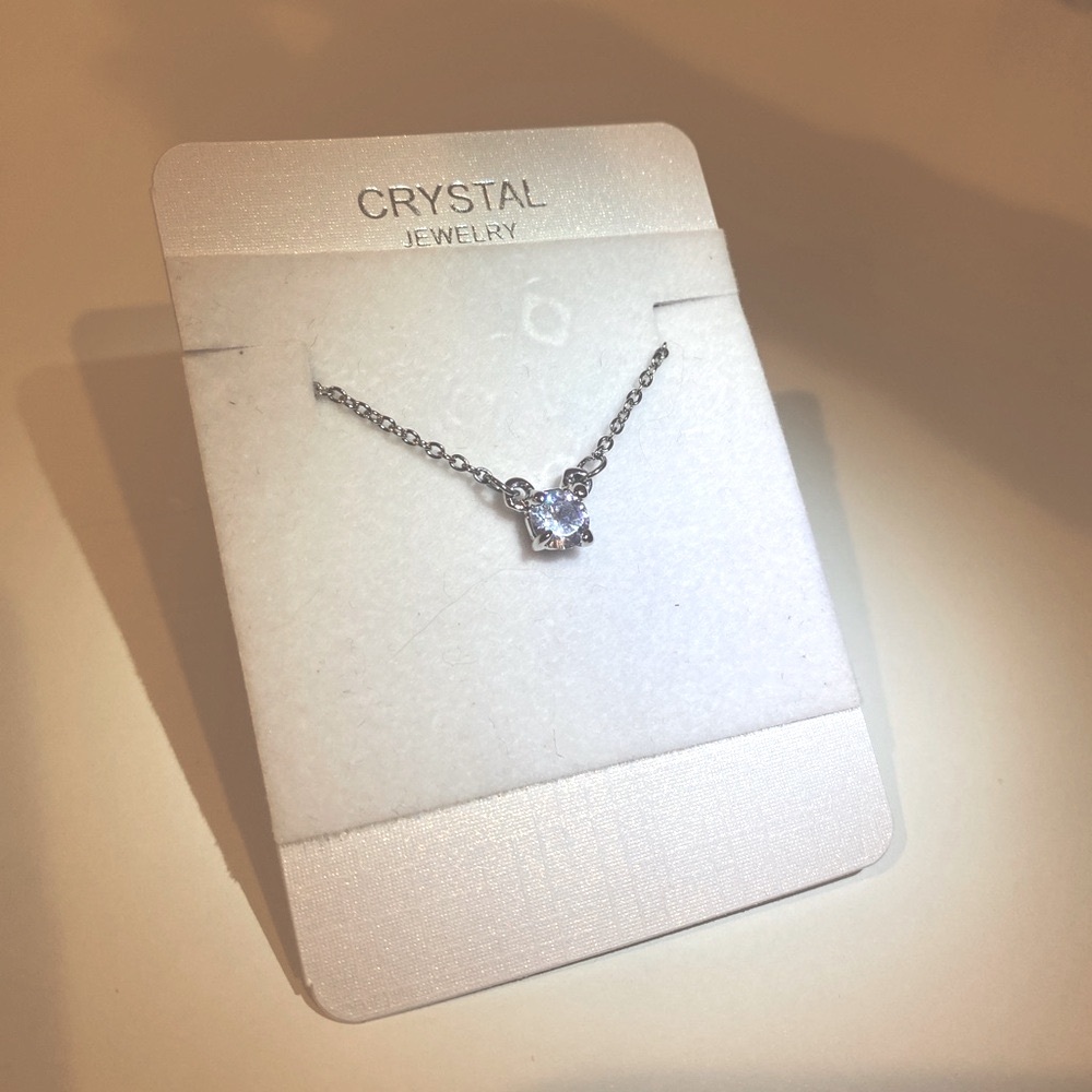 Silver Necklace with Crystal